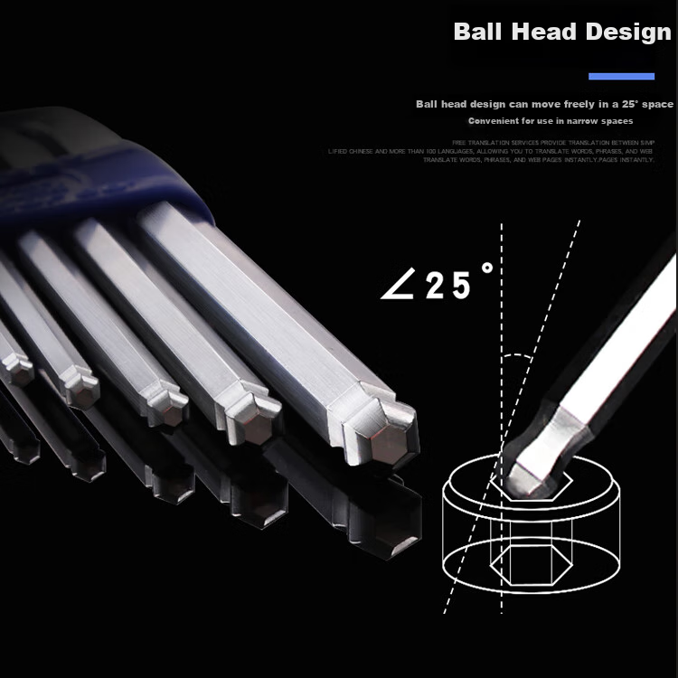 EIGHT Imported Ball-End Hex Key Set, Extended Ball-Head Hex Screwdriver Wrench, 8-Piece Set BHS-8 3