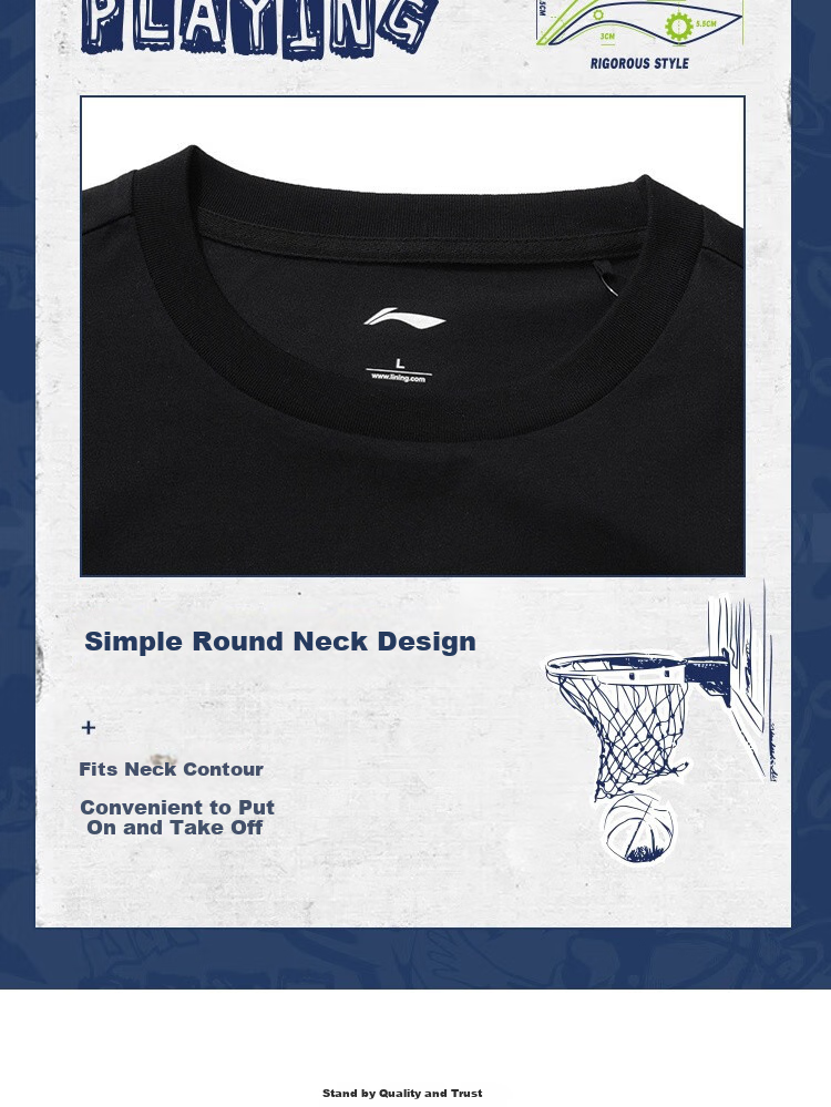 LI-NING Men's Short Sleeve T-Shirt Summer Skin-Friendly Comfortable Breathable Crew Neck Casual Fashion Loose Sports Top 6