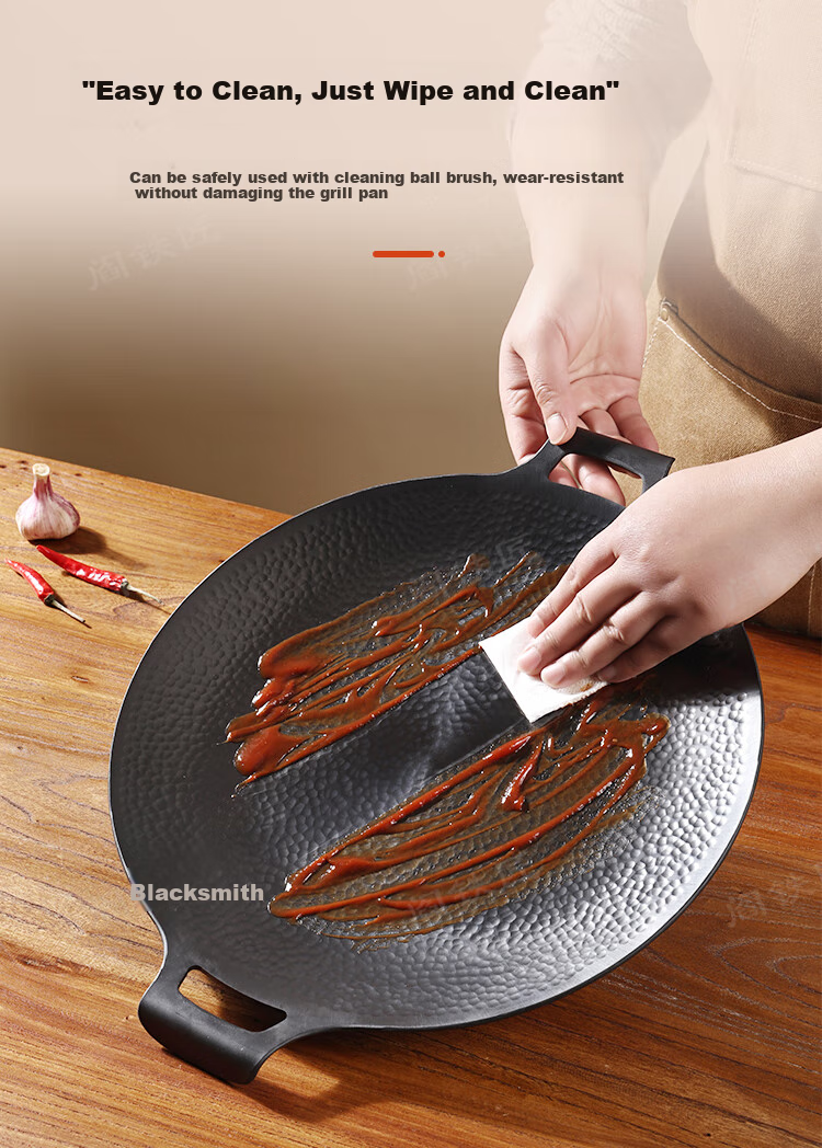 Yantiejiang Grilling Pan, Meat Grilling Plate, Uncoated Non-Stick Frying Pan, Steak Pan, Iron Plate for Teppanyaki And Portable Stove, Outdoor Use, 32cm 6