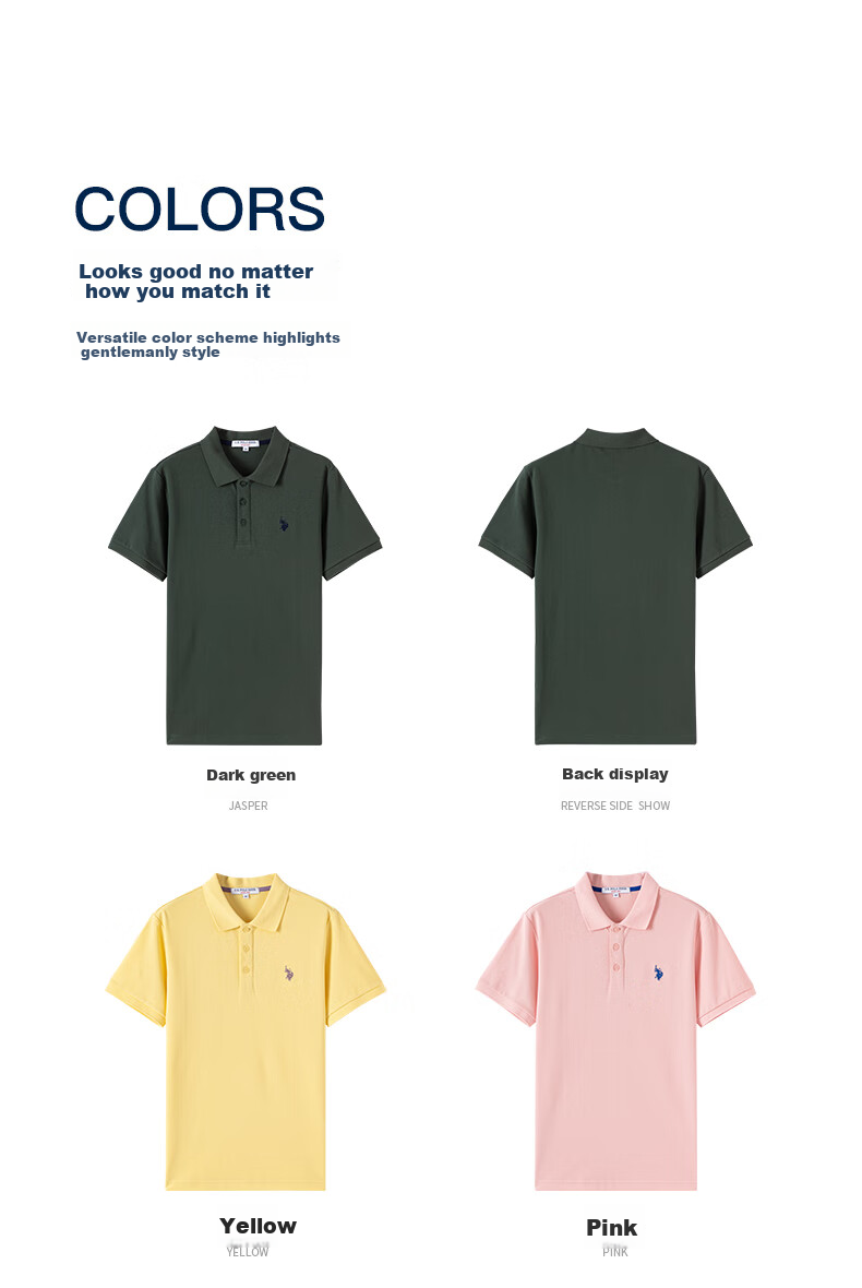 U.S. POLO ASSN. Men's Polo Shirt, Business Casual Summer Short-Sleeve T-Shirt, Collared Half-Sleeve Top, Father's Day Gift 21