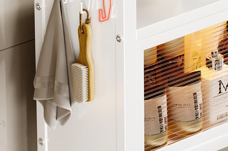 QIAONAMEI Washing Machine Storage Rack Bathroom Toilet Rack Balcony Storage Cabinet Double Layer 6820-WH 5