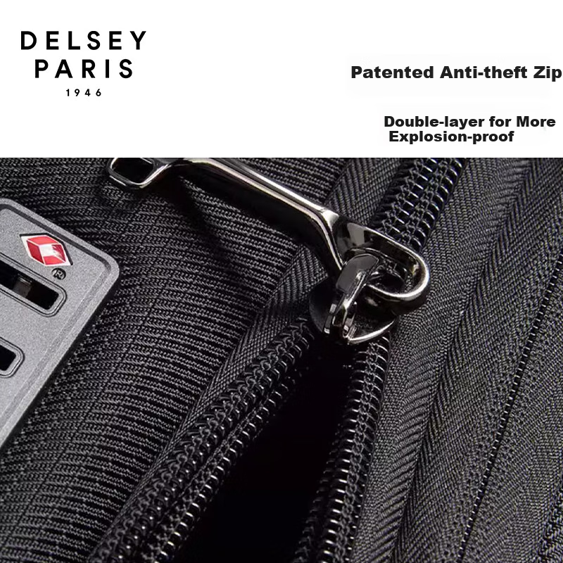 DELSEY French Ambassador Luggage, Ultra-Lightweight Password Lock Suitcase, Soft Fabric Travel Case, 24-Inch