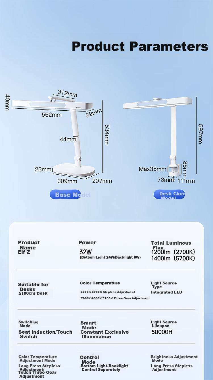 Paulmann P German Fairy Z Eye Protection Study Reading Desk Lamp, Desktop Full Spectrum LED Children's Reading And Writing Eye Protection Desk Lamp 10