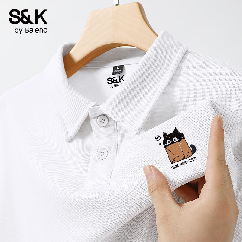 Baleno S&K Series Men's Polo Shirt, Summer Commute Versatile Korean Style Short-Sleeve Top, Breathable Casual Loose-Fit Collared T-Shirt 7