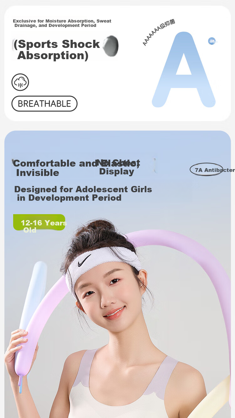 Ordifen 26 New Style [2-Pack] Girls' Bra, Anti-Shock And Anti-Hunching, for Teenage Girls in Puberty, Underwear for Middle School Students, 16 Years Old, 3 Levels 1