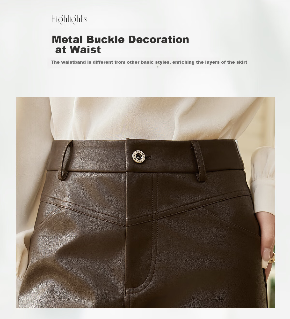 Taxiang Women's Skirt, Fashionable And Versatile, Soft PU Leather A-Line Skirt, Short Skirt, Bodycon Skirt, T51B031 4