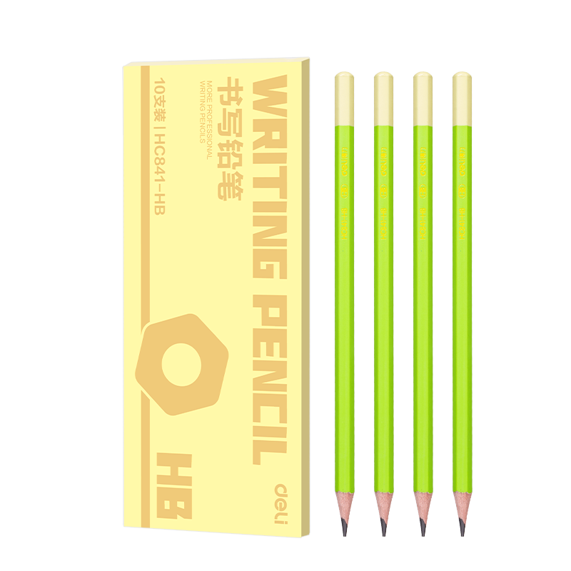 Deli 10-Pack HB Small Green Pencil, Graphite Hexagonal Shaft, Natural Wood Eye-Protecting Barrel, Exam Writing Art Student Sketching Gift Student Writing Pen Back-To Stationery