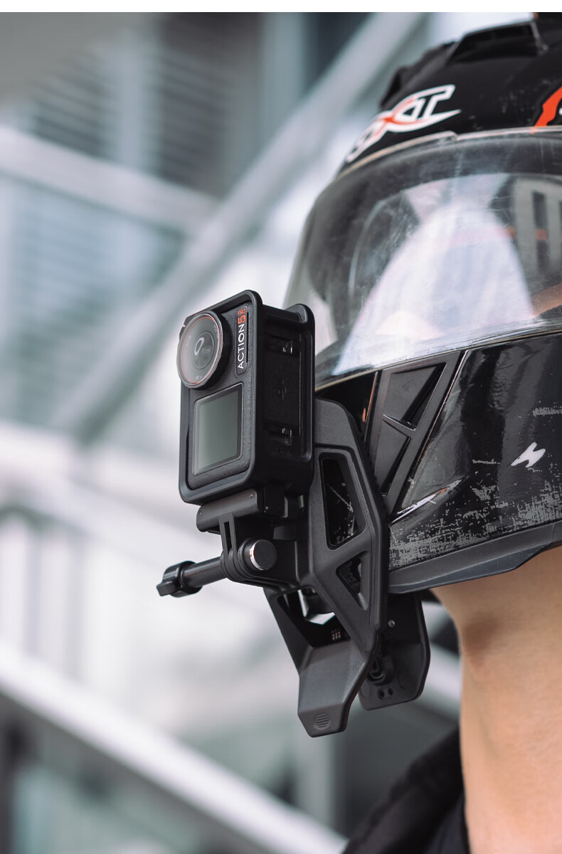 SUREWO Helmet Chin Strap for DJI Action Cameras, Compatible with Action 5 Pro/6/4, Motorcycle Mount for Ace Pro 2, Quick-Release Strong Clip Cycling Accessory 2