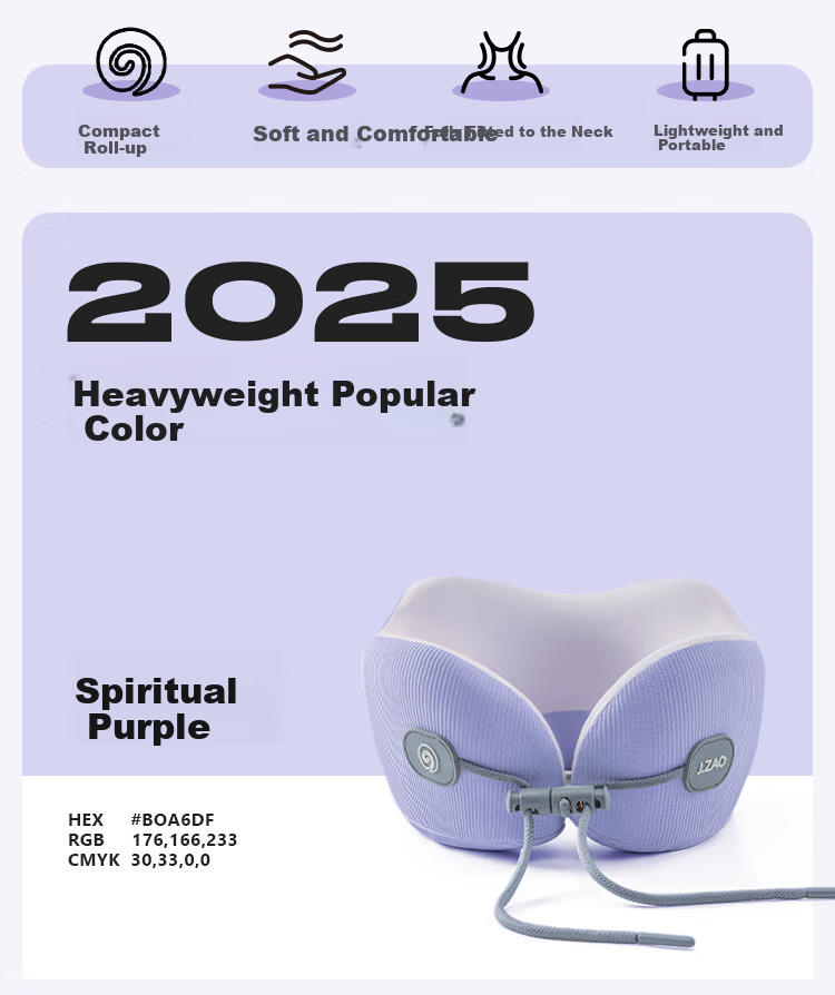JD Original Xiaowei Travel Pillow, Aerospace Memory Foam U-Shaped Neck Support Pillow, Portable Storage Design, Purple 3