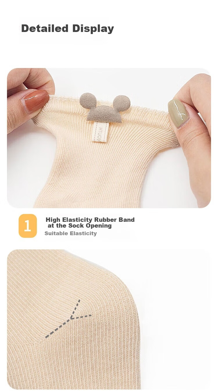 Aibaoshi Baby Socks, Spring And Autumn Newborn Mid-Calf Socks, Cotton Socks for Boys And Girls, Foot Covers, M Size, 4 Pairs Pack, B1232 15
