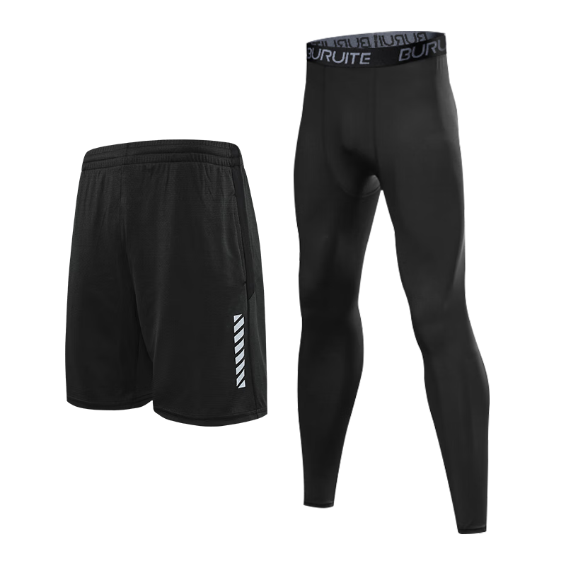 BURUITE Quick-Dry Compression Pants for Men, Breathable Base Layer, High-Elasticity Training Pants, Summer Fitness Yoga Basketball Compression Running Sports Pants