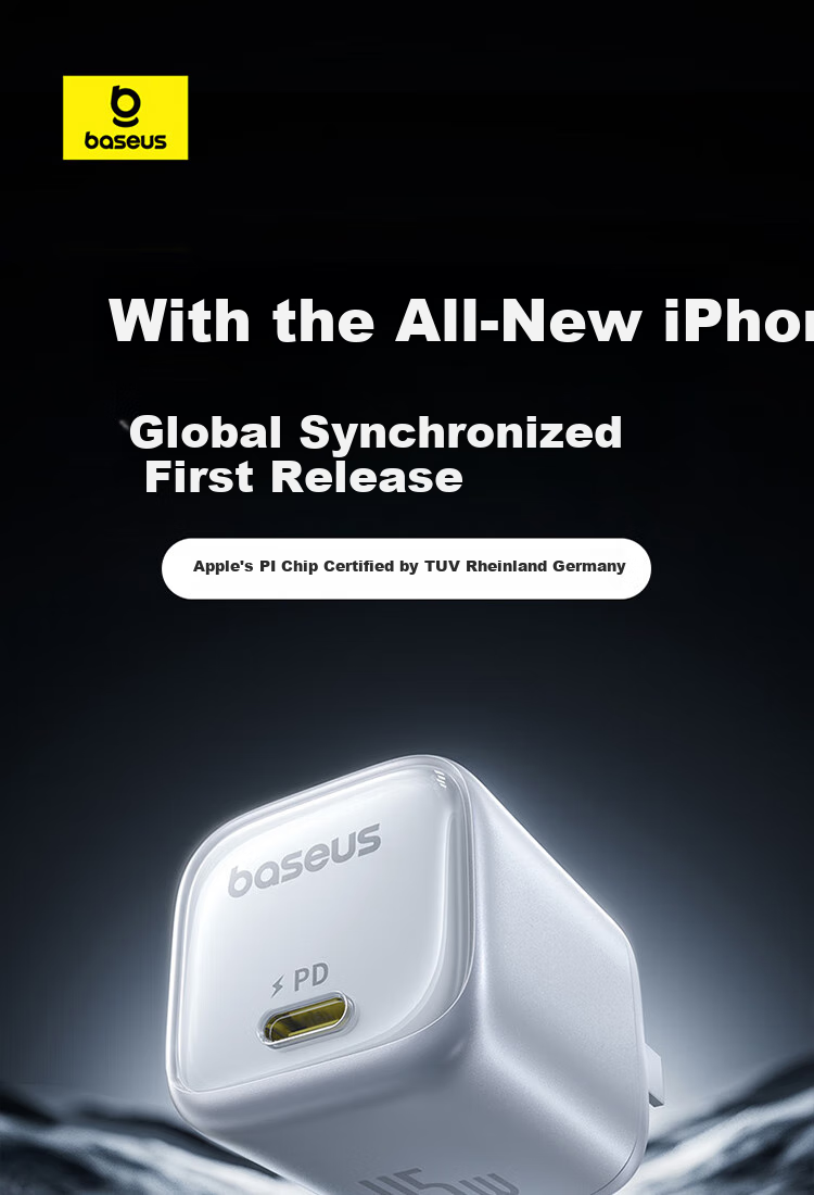 Baseus Dual-Core Charger, Apple 17 Charger PD45W Compatible with 40W GaN Fast Charging Head, IPhone17/16/15ProMax/Air Phone And IPad Charger Head, Starry Black 1
