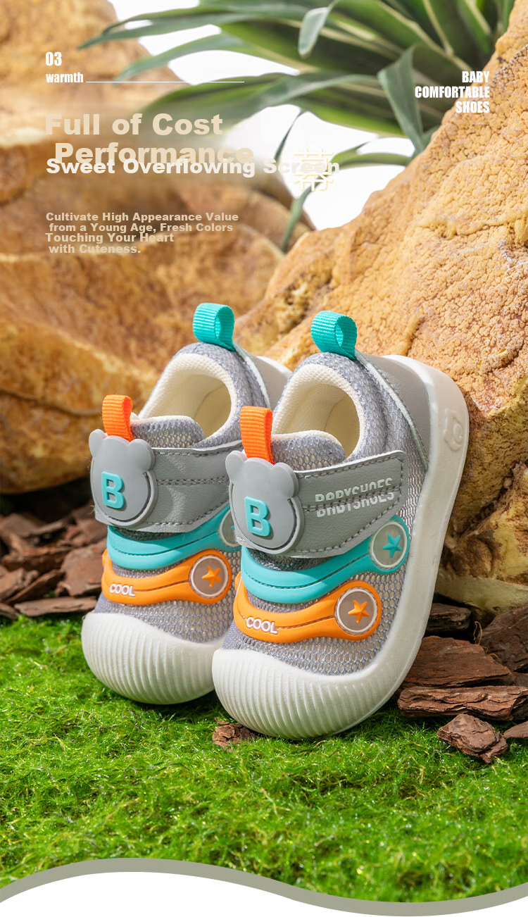 Tomberk Toddler Shoes Baby Girl Shoes Boys New Caterpillar Soft Sole Non-slip Breathable Mesh Shoes Gray Size 20 2