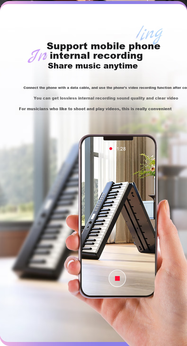 Beethostar Foldable Digital Piano, 88 Weighted Keys, Portable Electronic Piano for Adults And Children, Professional Performance Instrument for Teachers And Performers 12