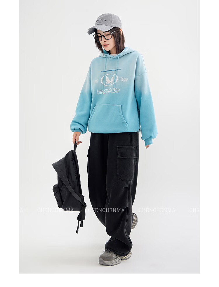 Chenchen Mom Gradient Parent-Child Gradient Color Hooded Fleece Sweatshirt 6762D 24
