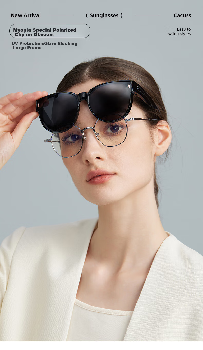 CACUSS Sunglasses for Women, High-Definition Polarized Glasses, Driving Anti-Glare UV Protection, Toad-Eye Glasses, Suitable for Myopia 1
