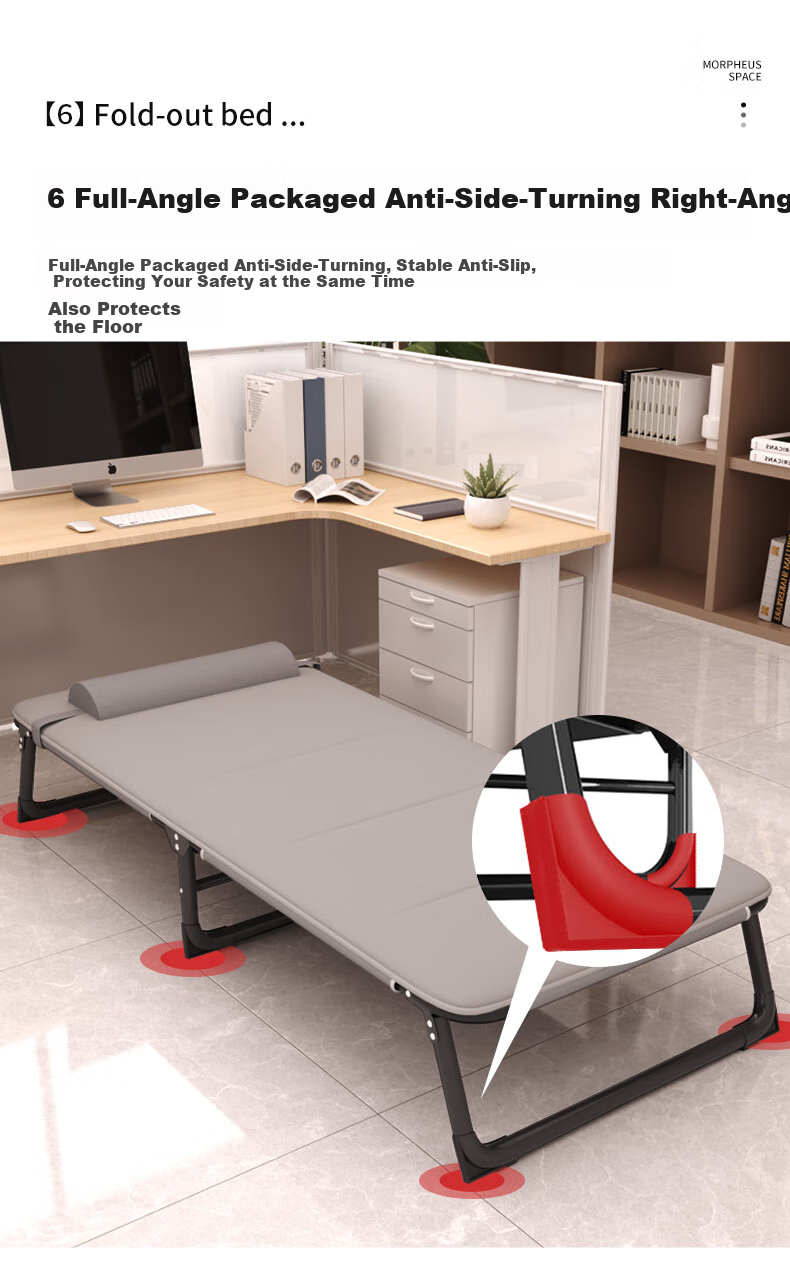 DSRAWMYT Folding Bed Office Nap Recliner Nap Bed Care Bed Simple Military Cot with Breathable Cotton Mat Single Bed 5