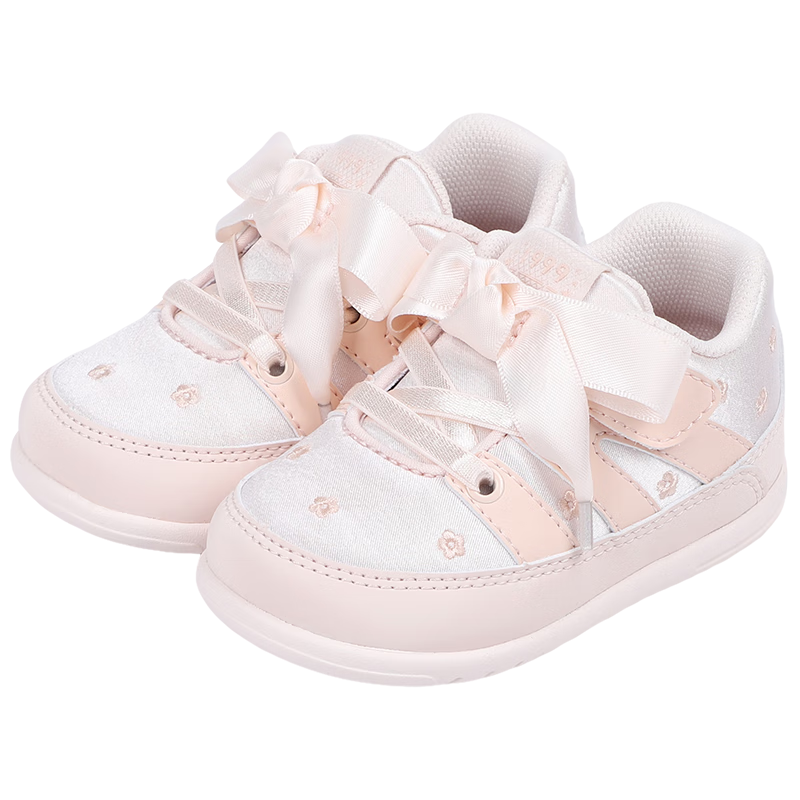 DR·KONG Toddler Pre-Walking Shoes, Autumn Girls' Cute Princess Bow Baby Shoes, B13A3009, Pink, Size 20