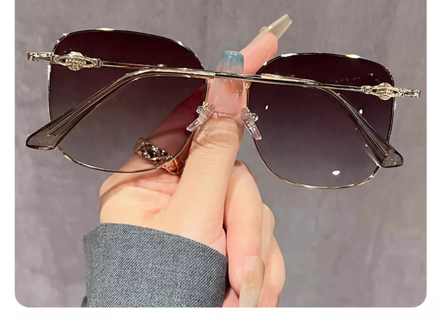 Boshide Sunglasses, Large Frame Polarized Sunglasses with Gradient Brown Lenses, High-End Look, Face-Slimming Effect on Instagram, Gold Frame with Brown Lenses 14