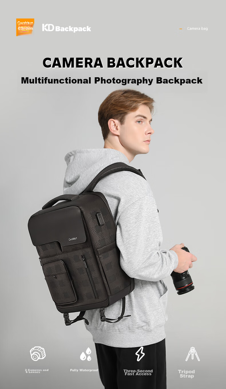 CWATCUN Kaideng Backpack Camera Bag, Large Capacity Digital Lens Laptop Storage Bag, Photography Outdoor Shockproof Multifunctional Backpack for Sony, Canon, Nikon, Fuji 1