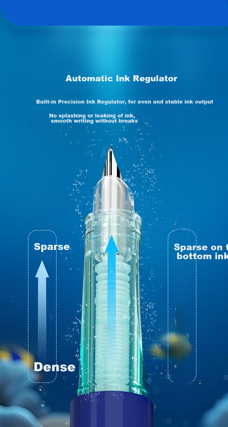 Dianshi Deep Sea Capsule Submarine Fountain Pen EF Fine Nib for Primary School Students' Handwriting Practice, Third Grade Back-To Season, Black Barrel, No Spill Ink, 4 Ink Cartridges, Erasable Blue Ink, Specialized for Calligraphy Practice, Teacher's Day Gift 12