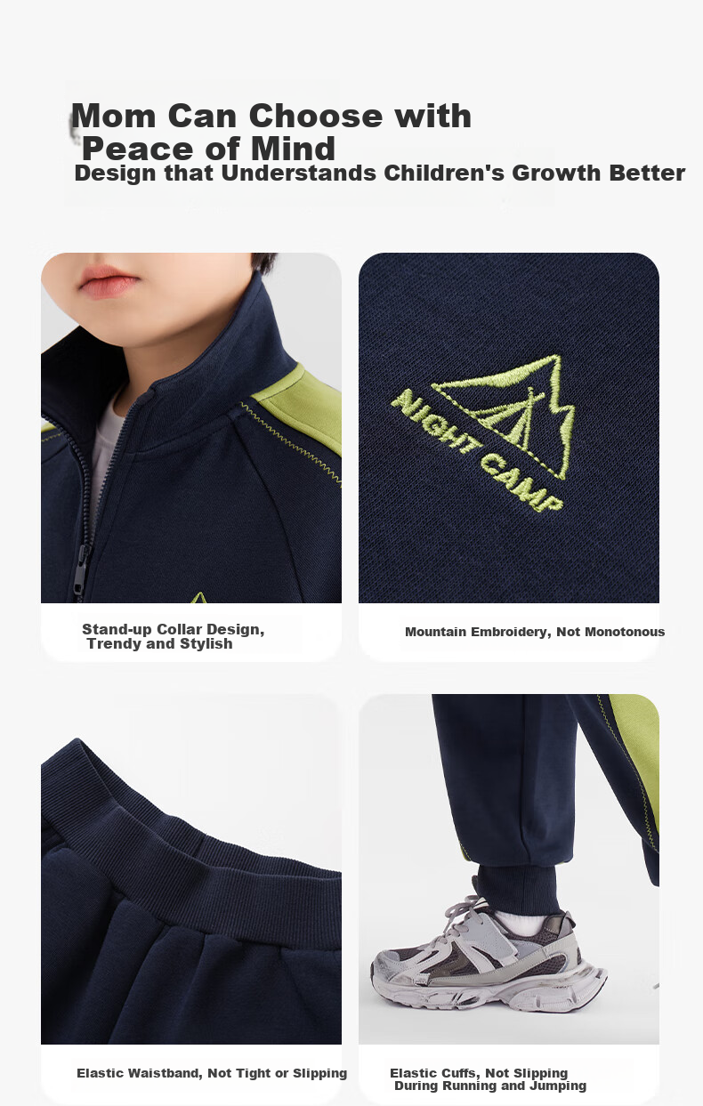 Zuoxi Boys' Spring Sportswear Set, Children's Outerwear for Spring And Autumn, 2026 New Style Cool Clothes for Boys, Navy Blue, Size 130 7