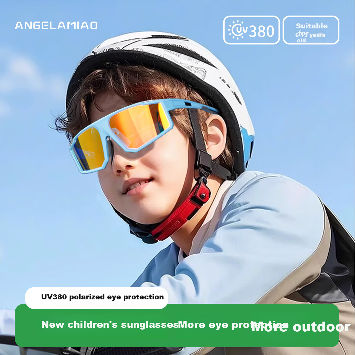 Angelamiao Children's Cycling Sunglasses, UV Protection for Boys And Girls, Sports Running Hiking Goggles, Blue