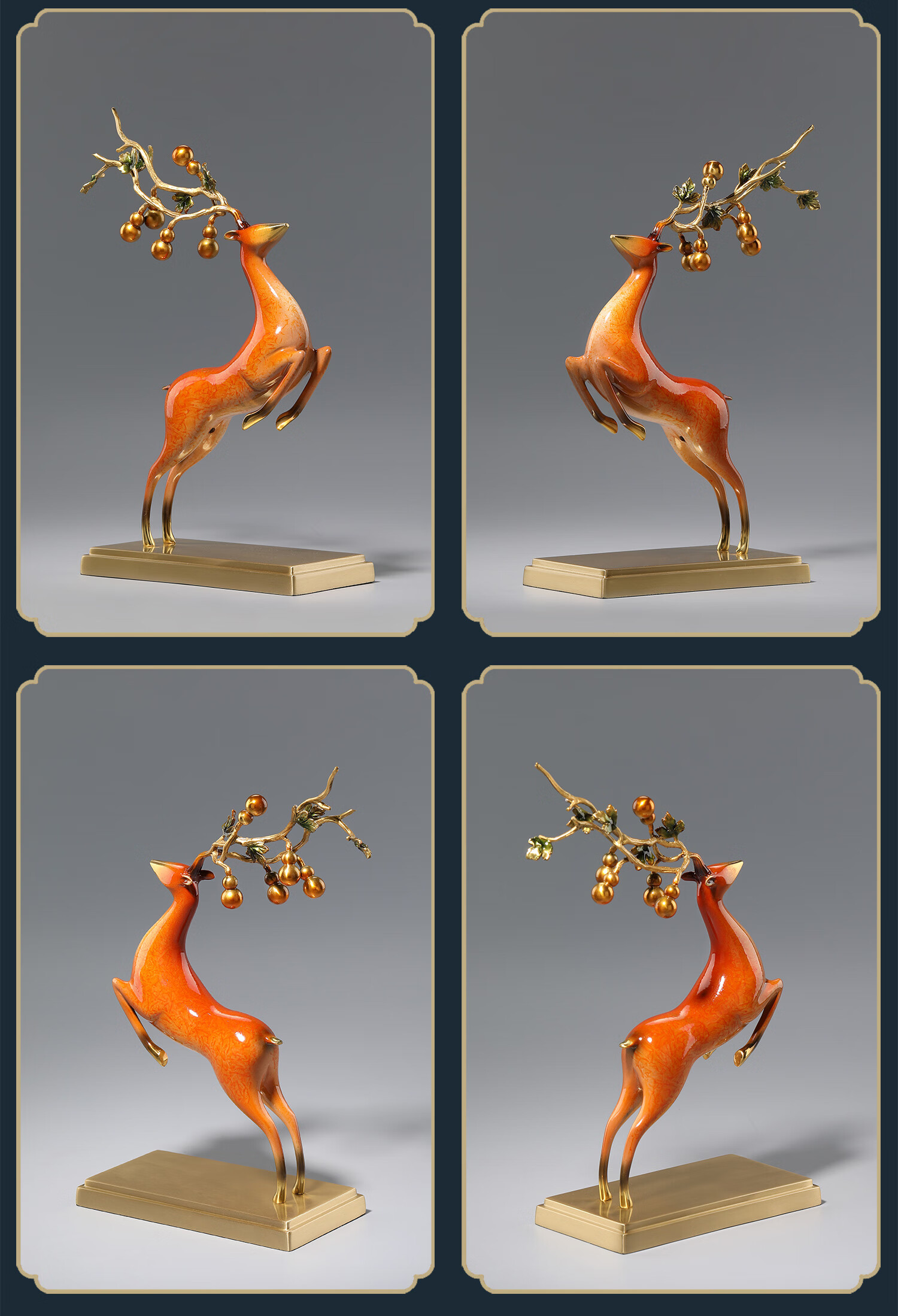 Daming Copper Craftsman Deer Long Rainbow Copper Deer Ornament Living Room Entrance Office Desktop High-End Gift Housewarming Moving Opening Present 1