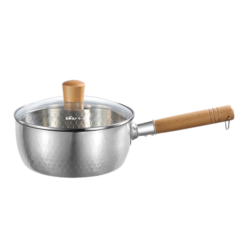 Bear Yukihira Pot 304 Stainless Steel Soup Pot Small Milk Pot 20cm Instant Noodle Pot Baby Food Pot Non-Coated JG035-P03