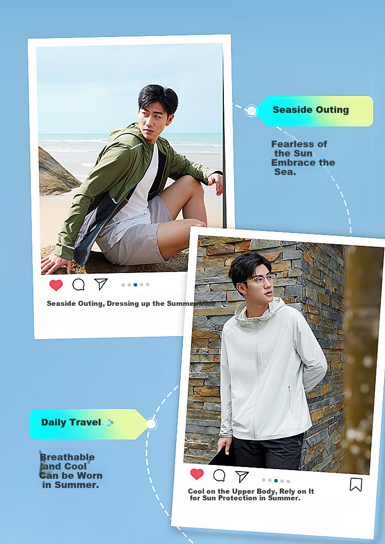 BOSIDENG Sun Protection Jacket for Men, Summer Outdoor Ice Silk Original Yarn Fishing Shirt, Cool Breathable Sports Cycling Hooded Coat 17