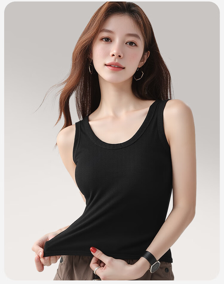 Urban Beauty [Mulberry Silk Moisturizing] Cotton Camisole with Built-in Bra Pad, Side Coverage, Antibacterial, Wearable as Outerwear or Innerwear for Women 17