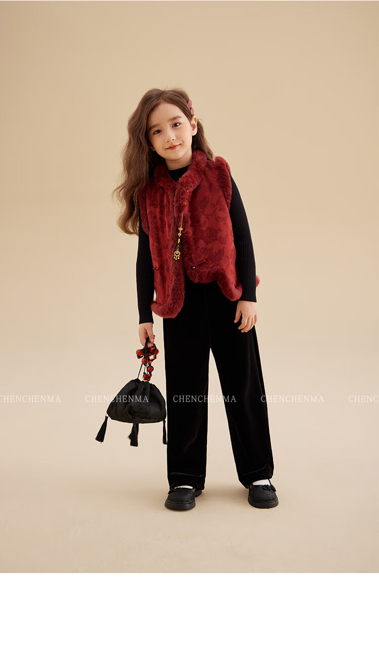 Chenchenma Casual Pants Spring And Autumn Style Fleece-Lined Wide-Leg Hip-Covering Slimming Parent-Child Dual Version Velvet Pants 16