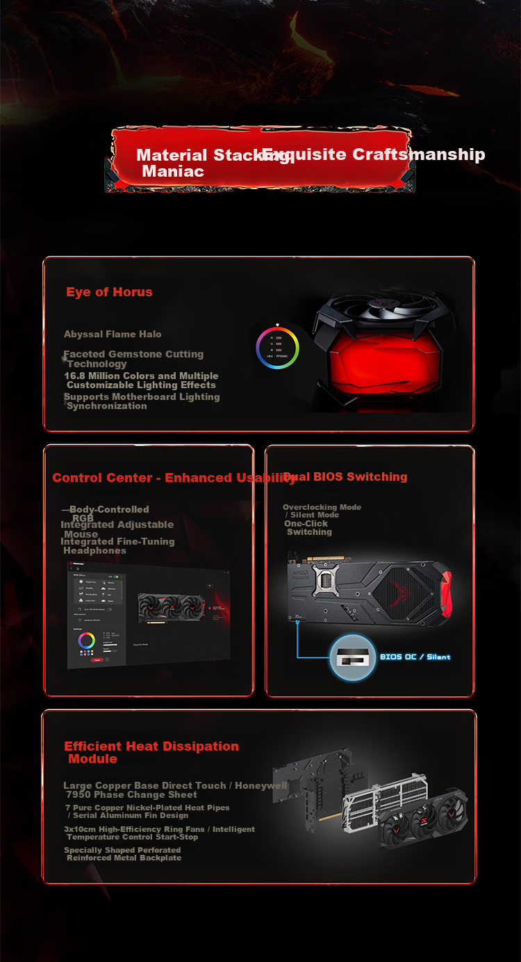 Hanxun AMD RADEON RX 9070 GRE Dark Dog 12GB Gaming Graphics Card for Desktop PC, High-Performance Discrete GPU with AI, OC Overclocking 2