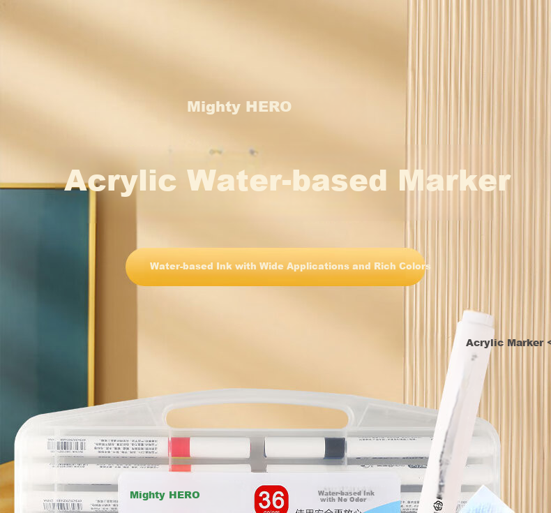 HERO Markers, 2011 Acrylic Water-Based Student Art Supplies, Children's Drawing Hand-Drawn Watercolor Pen Set, Doodle Quick-Drying Paint Brushes, 24 Colors 1