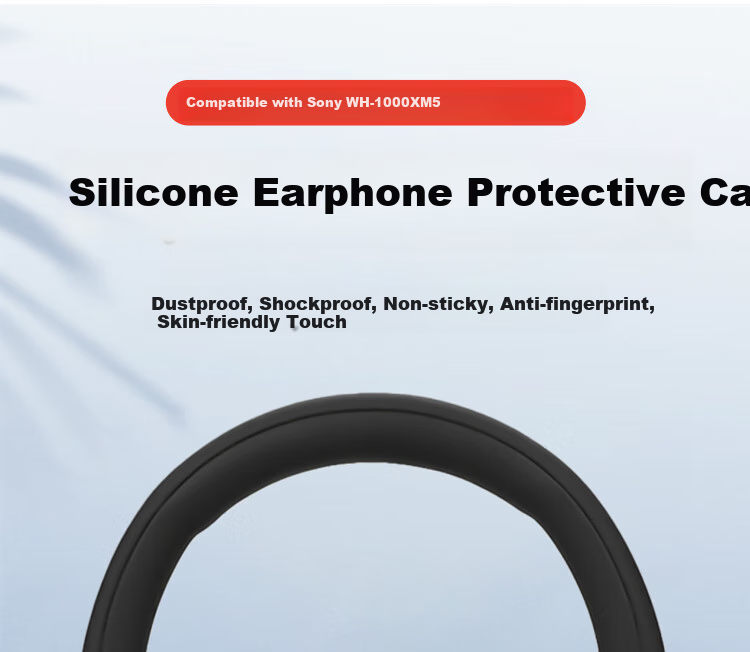 ESCASE Compatible Silicone Ear Tips for Sony WH-1000XM5 Headphones, Replacement Ear Covers for Over-Ear Headphones, Black 1