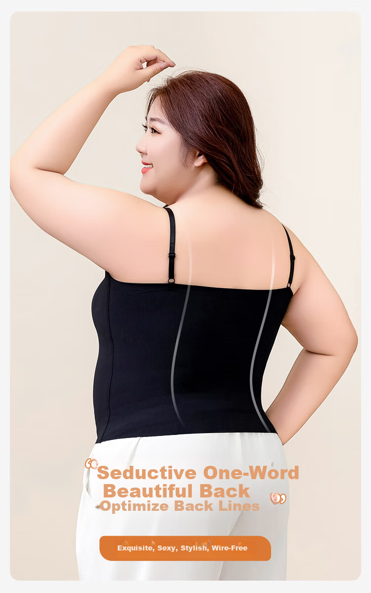 FitonTon Plus Size Camisole Tank Top for Women with Built-In Bra Pads, Slimming for Large Breasts, No Need to Wear Bra, 2L 4