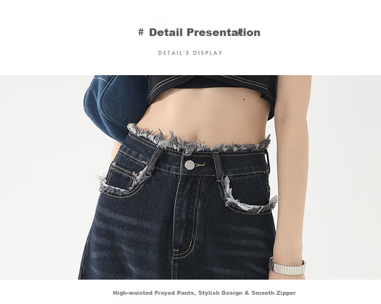 JEANSWEST Denim Skirt for Women, 2024 Autumn Vintage Style, Petite French A-Line Slimming Design, Dark Blue, Size S 8