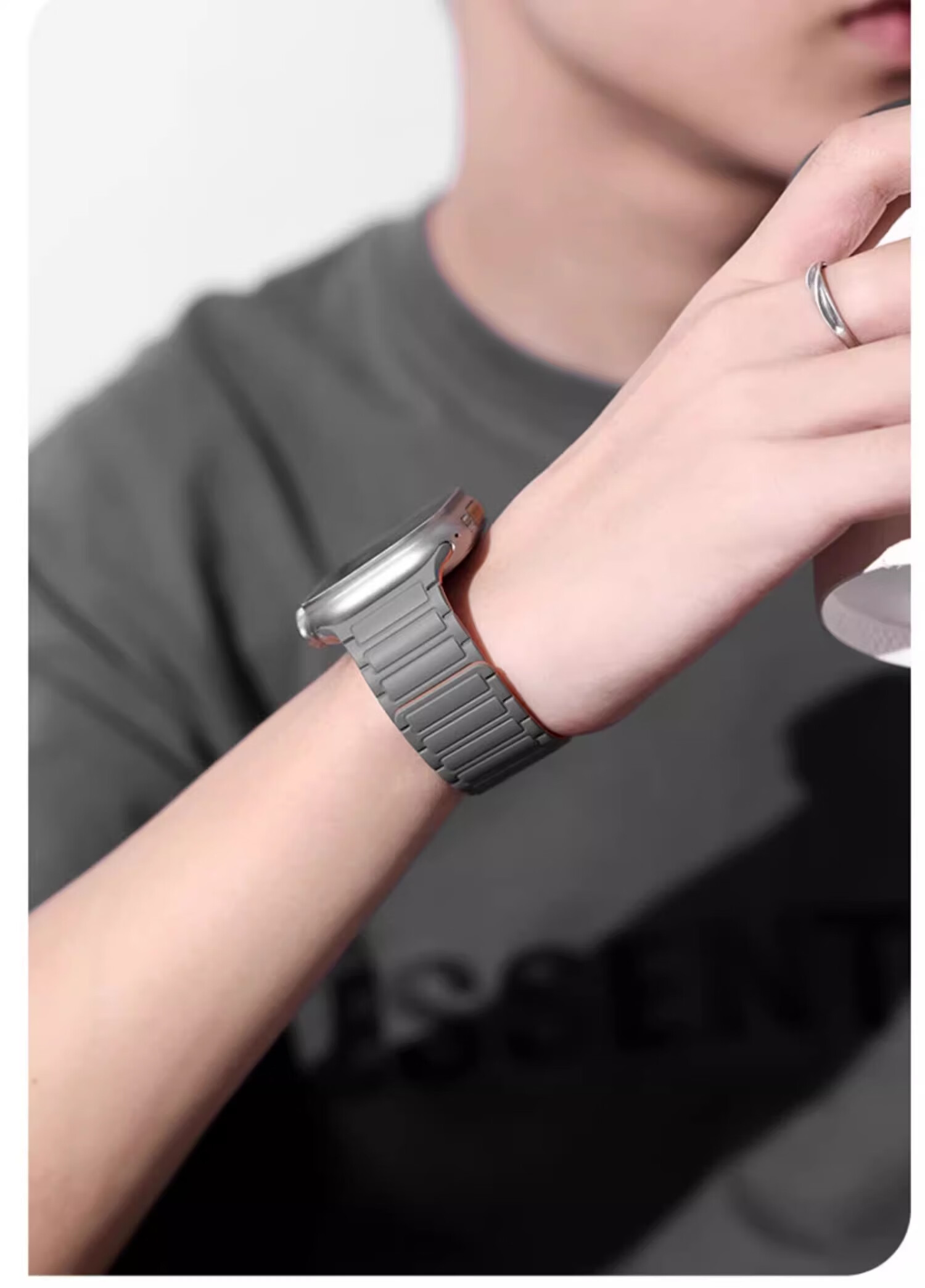 Biaodai Ge Apple Watch Band Compatible with Apple Watch S11 Silicone Magnetic iWatch S10/9 Strap Ultra 3/2 Breathable Loop Magnetic Starlight 5