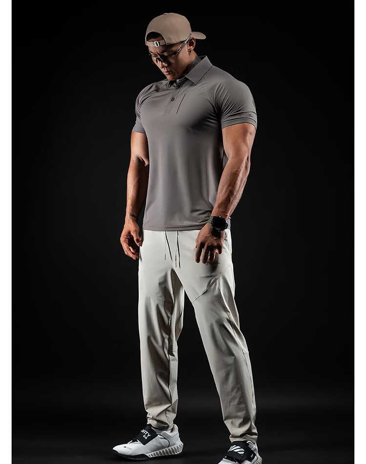 Monster Guardians Men's Sports Short Sleeve 3D Texture Trendy Moisture-Wicking Slim Fit Polo Shirt Brown Gray M 7