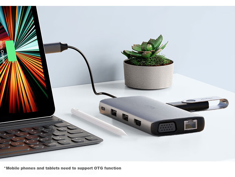 Netac Type-C Eleven-In Expansion Dock Splitter USB-C to HDMI/VGA/Network Port TF/SD Card Reader with 3.5mm Audio, Compatible with M1/M2 Chip MAC WF15 11
