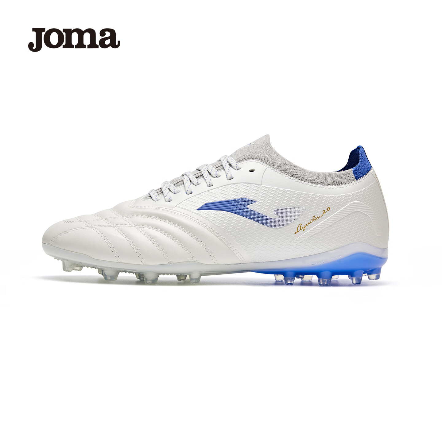 JOMA Aguila 2.0 Men's Kangaroo Leather Soccer Shoes MG Short Studs White Blue Size 39