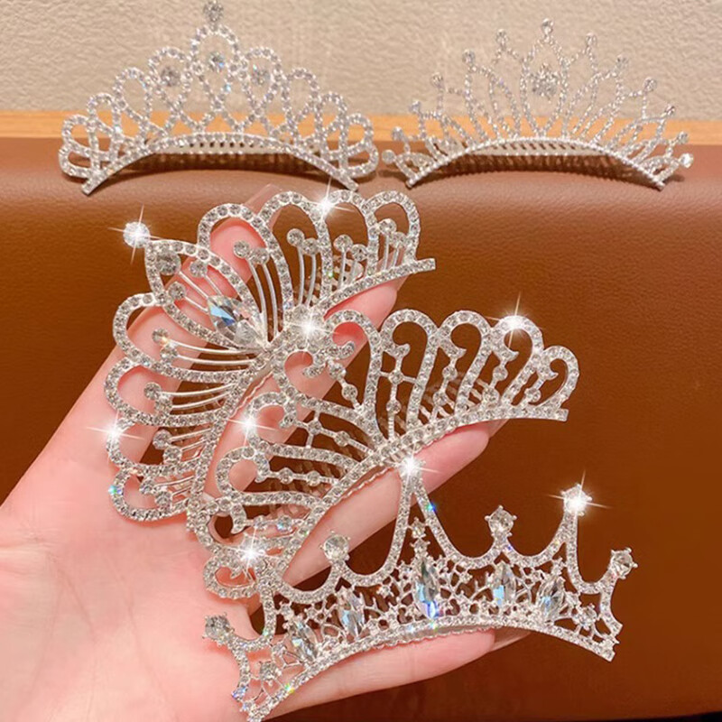 GECOMO Girls' Crown Headband, Children's Crystal Crown Birthday Gift, Princess Hair Clip, Wedding Hair Accessory, Children's Day Present