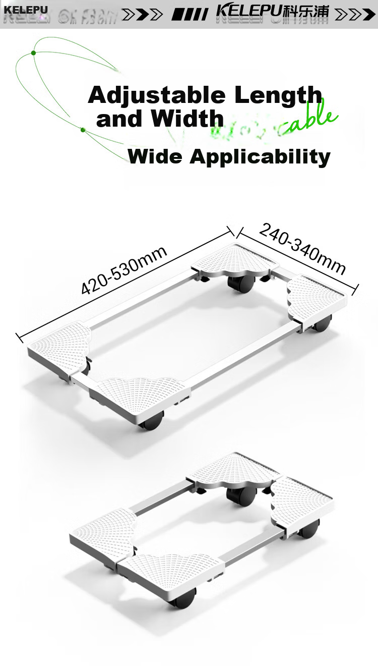 KELEPU Computer Tower Mobile Stand, Desktop Computer Case Stand Base Tray, Thickened Load-Bearing, Adjustable Length And Width, Universal Casters/locking Wheels Brake, Porcelain White 3