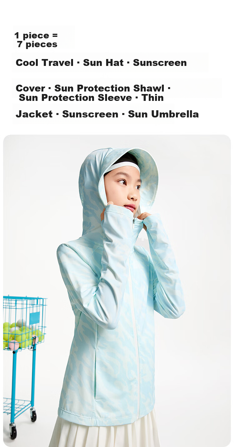 Annil Girls' Sun Protection Jacket, Summer 2025 New Ice-Cool Elastic Hooded Fashion Slim-Fit Sportswear 3