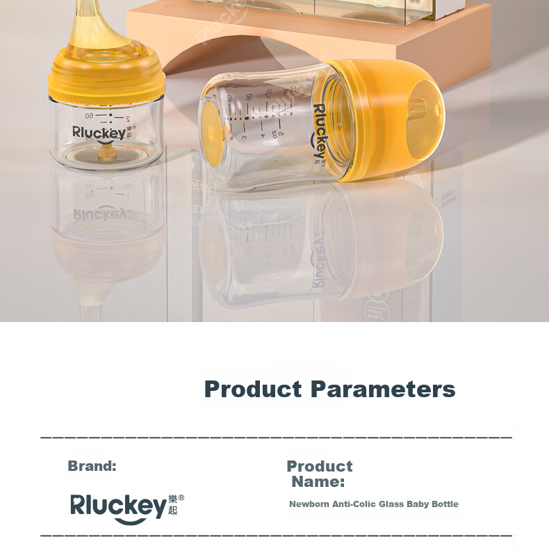 RLUCKEY Newborn Anti-Colic Glass Bottle with Soft, Breast-Like Center Nipple, 160ml, Size S, for 1-3 Months 22