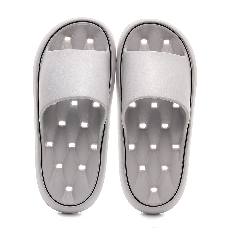 XGGC Men's Hollow Bathroom Slippers Quick-Dry Non-Slip Thick EVA Water-Draining Purple Size 36-37
