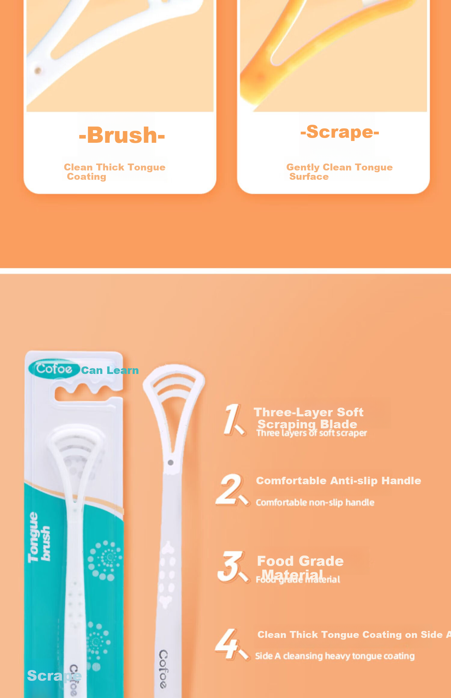 Kefu Tongue Scraper, Tongue Cleaner, Oral Hygiene Tool, Deep Cleaning, 3-Pack Set, Household Use 7