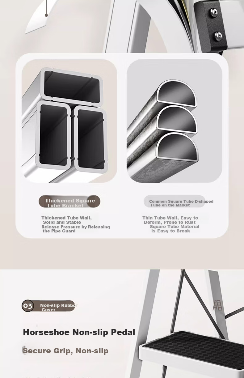 DELIXI Household Ladder, Foldable Multi-Functional A-Frame Ladder, Portable Aluminum Alloy Climbing Ladder, Small Step Ladder with Five Steps 8