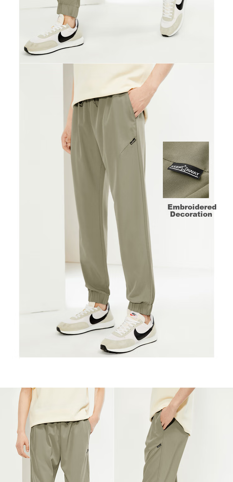 Giordano Men's Pants, Bone-Woven Label, Woven Four-Way Stretch, Elastic Waistband, Thin Style, Tapered Leg Pants for Men, 13114322 13