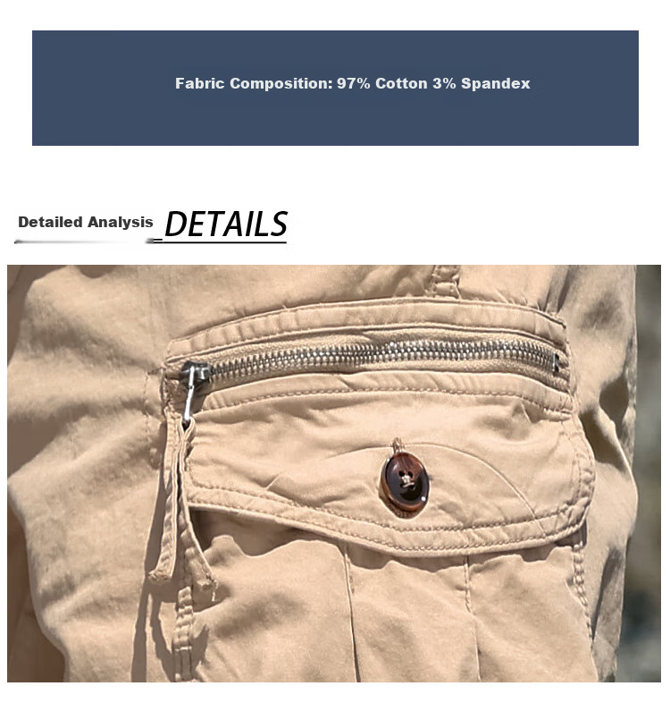 EASTERN CAMEL Cargo Shorts for Men, Casual Five-Point Pants, Spring And Summer Mid-Length Thin Trousers with Large Pockets, Gray, Size 36 3